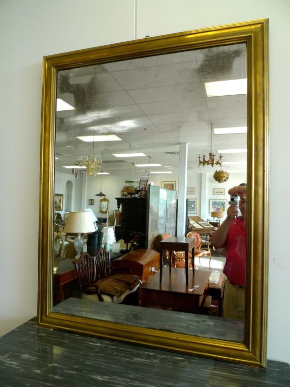 
Impressively grand 19th century French brass framed mirror 42