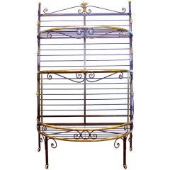 Antique 19th Century French Iron and Brass Baker's Rack
