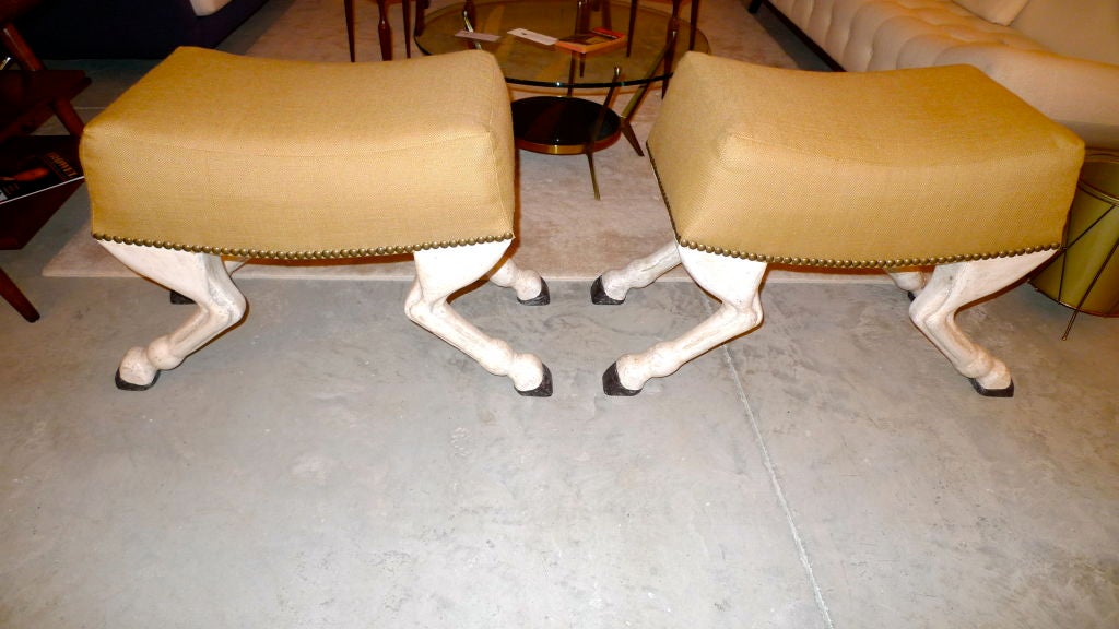 20th Century Pair of Italian Zoomorphic Hoof Legged Stools