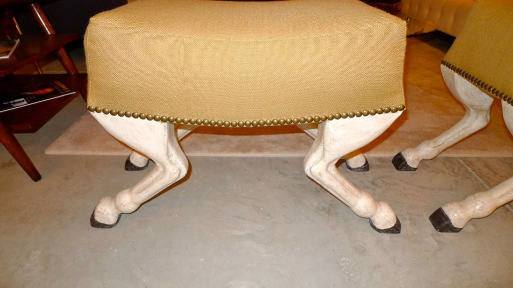 Pair of Italian Zoomorphic Hoof Legged Stools 1