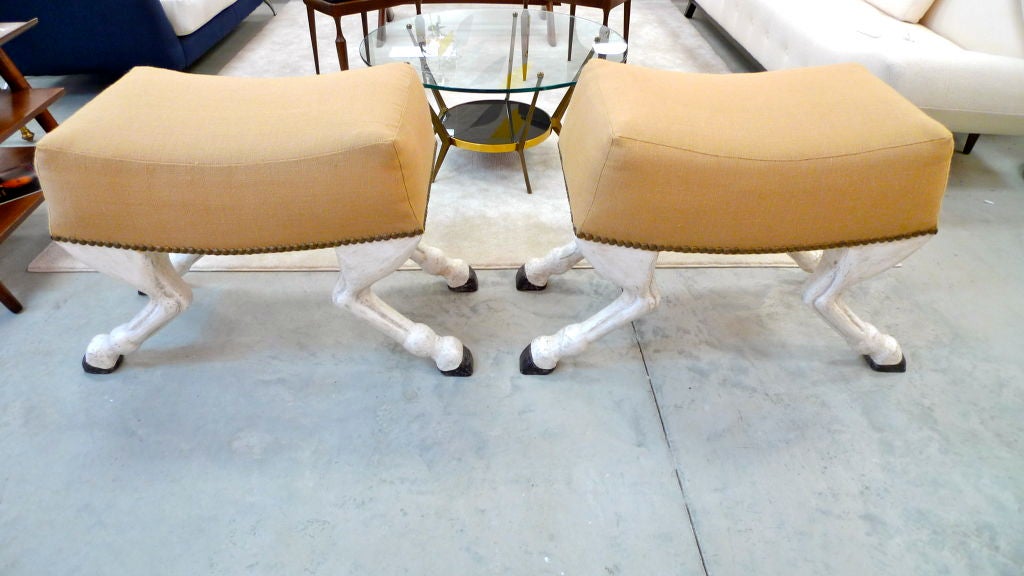 Pair of Italian Zoomorphic Hoof Legged Stools 2
