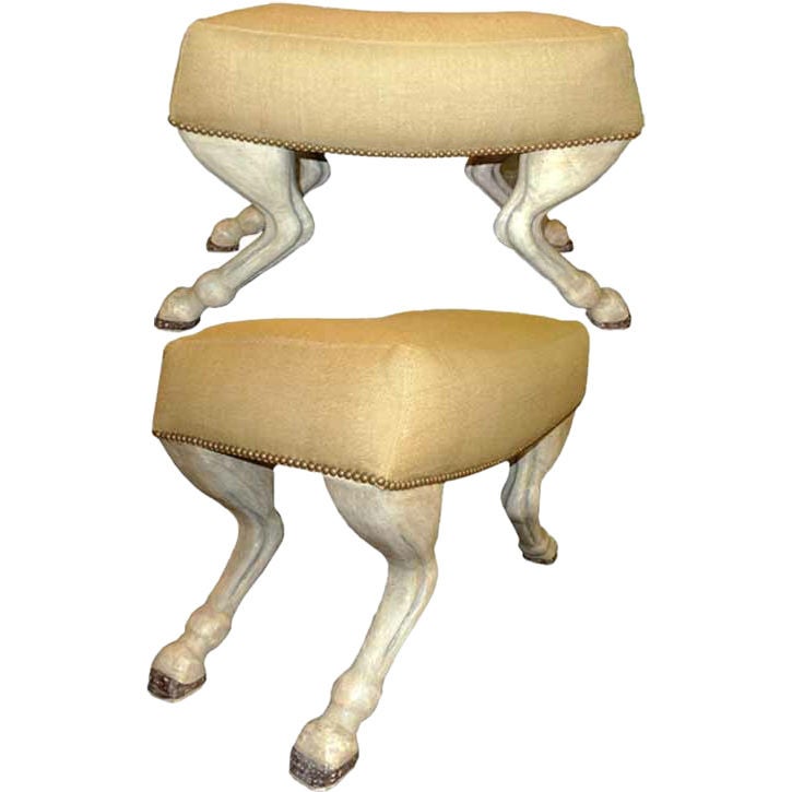 Pair of Italian Zoomorphic Hoof Legged Stools