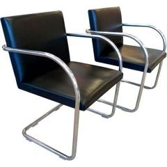 Pair of Mies van der Rohe Tubular Chrome Brno Chairs by Knoll