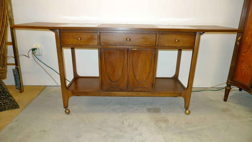 Walnut Brasilia Bar Cart Serving Trolley