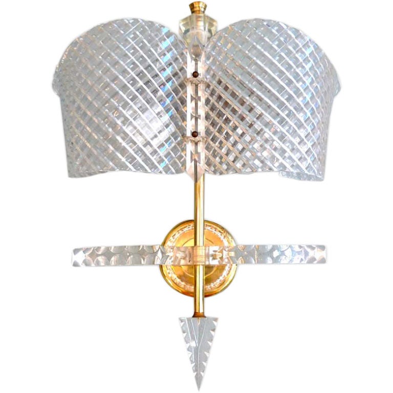 French 1950's Faceted Lucite Wall Sconce