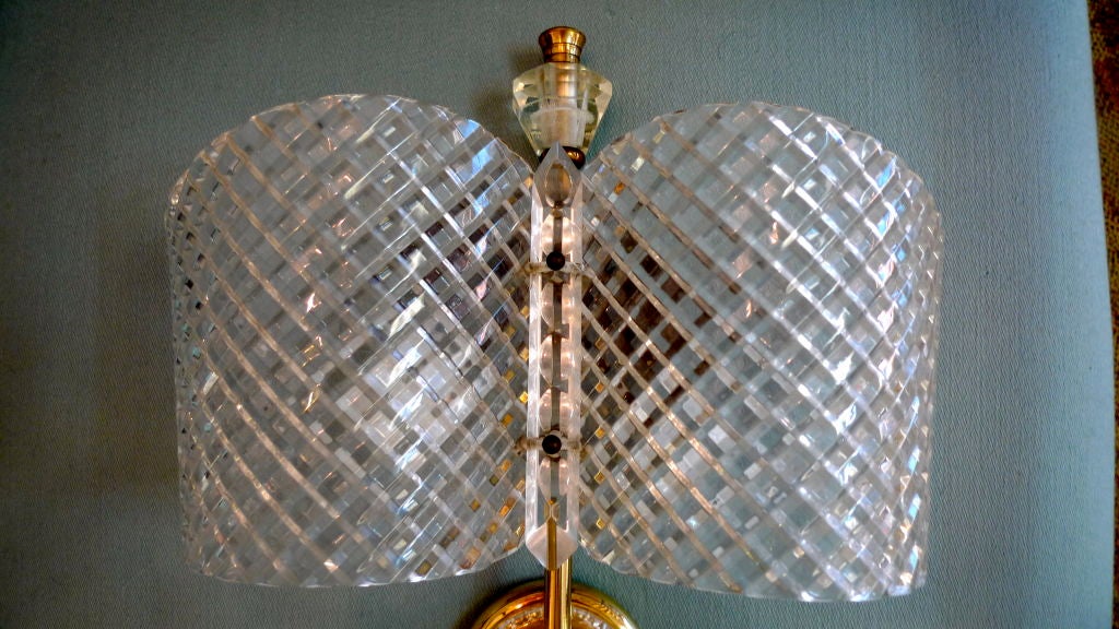 French 1950's Faceted Lucite Wall Sconce 1