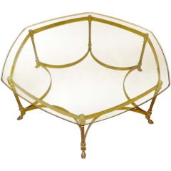 Vintage LaBarge Hexagonal Brass Cocktail Table