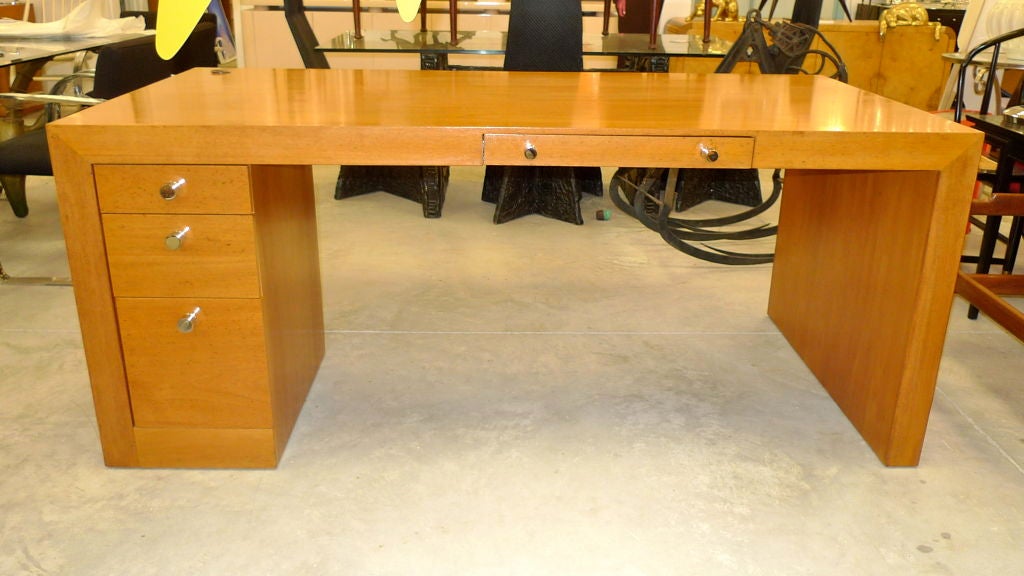 Smart, sleek and imposing, this art deco style desk  by Ralph Lauren is in superb condition.  <br />
<br />
Note my separate listings for the companion RL nine drawer credenza which includes three file drawers with chrome & leather handles