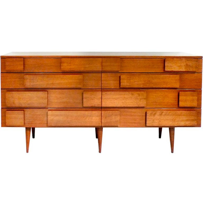 Figured Italian Walnut Chest by Gio Ponti for M. Singer & Sons