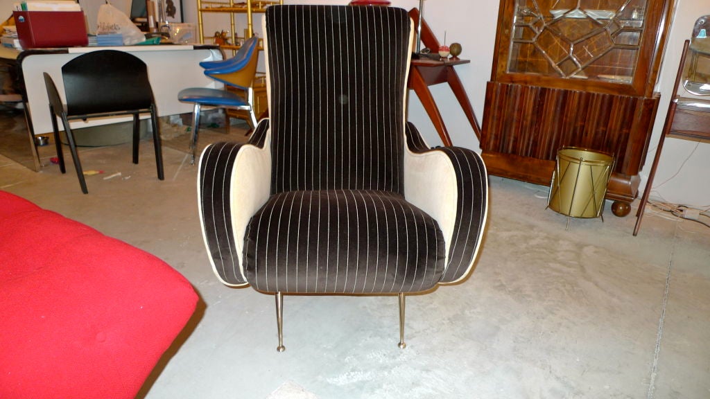1950's Italian Lounge Chair in Custom Velvet In Excellent Condition In Hanover, MA