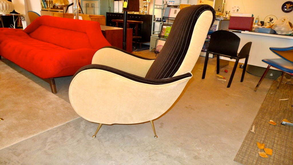 Mid-20th Century 1950's Italian Lounge Chair in Custom Velvet