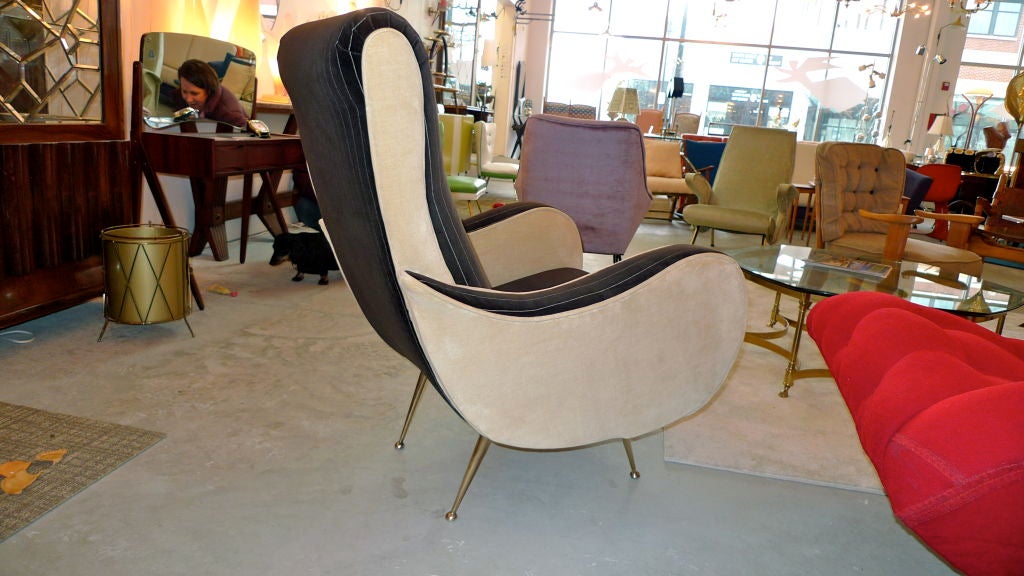 1950's Italian Lounge Chair in Custom Velvet 1