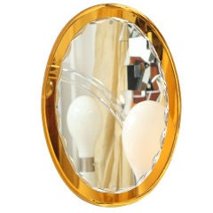 Vintage Italian 1960's Yellow Glass Framed Mirror