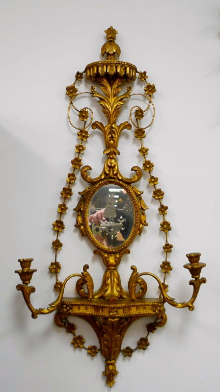 Pair of Italian Girondole Candelabra Mirrors For Sale 13