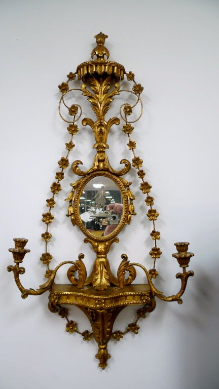 Pair of Italian Girondole Candelabra Mirrors For Sale 14