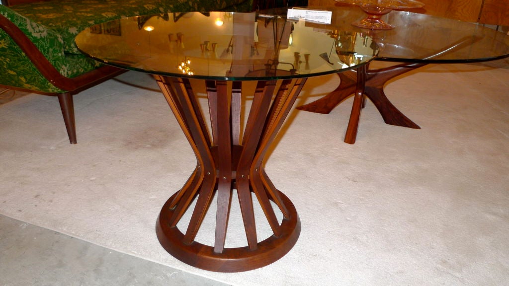An original sheaf of wheat occasional table, in the rare Rosewood, designed in the 1950's by Edward Wormley for Dunbar.<br />
<br />
The original travertine top is gone but BG can arrange for your choice size of glass, granite or marble.<br