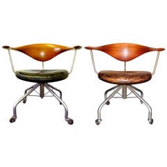 Vintage Pair Very Early Hans Wegner Swivel Chair for Johannes Hansen