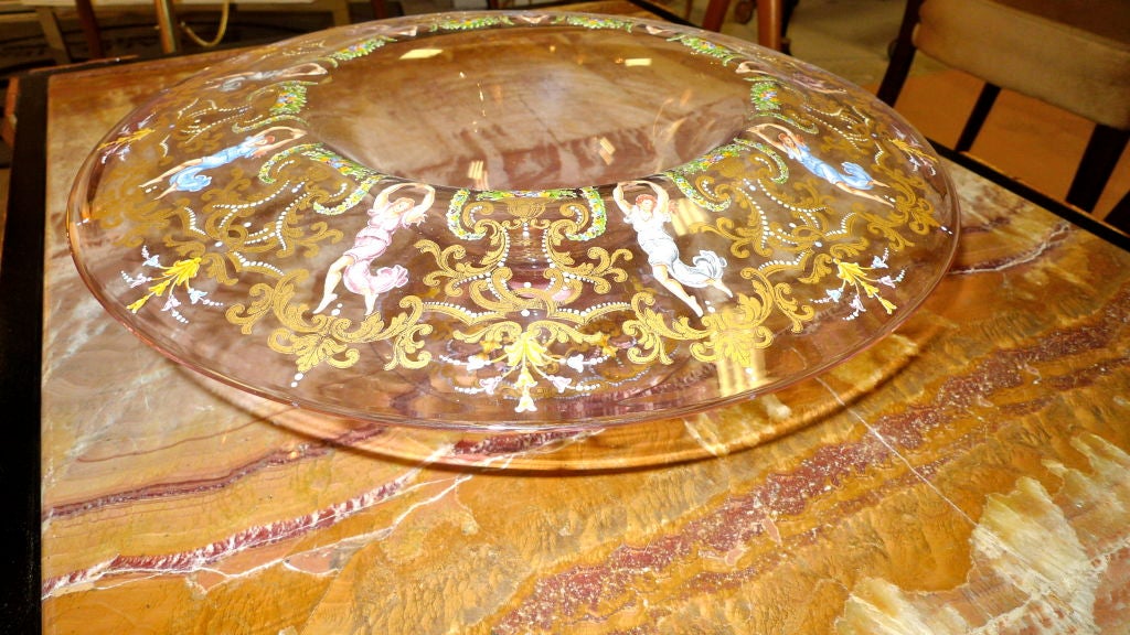 Milieu du XXe siècle Centre de table figuratif en verre de Murano peint en vente