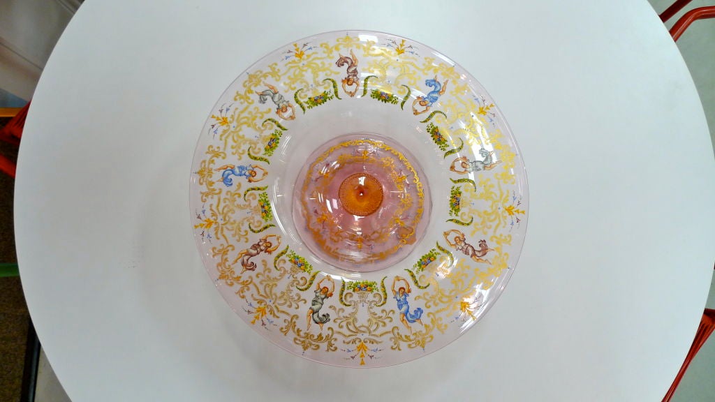 Verre de Murano Centre de table figuratif en verre de Murano peint en vente