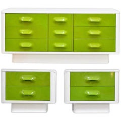 Vintage 1970's Mod Pop Dresser and Night Stands