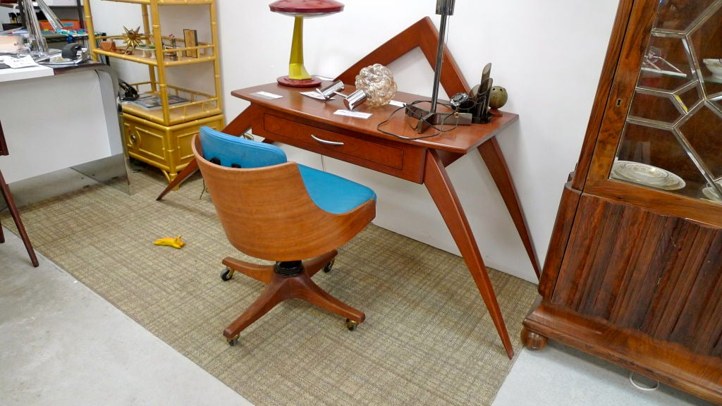 Faux Leather Edward Wormley for Dunbar Swiveling Desk Chair