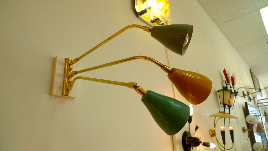 Pair of 3 Arm Italian Wall Lights from the 1950's 1