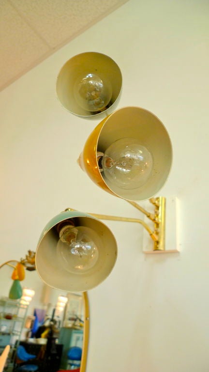 Pair of 3 Arm Italian Wall Lights from the 1950's 4