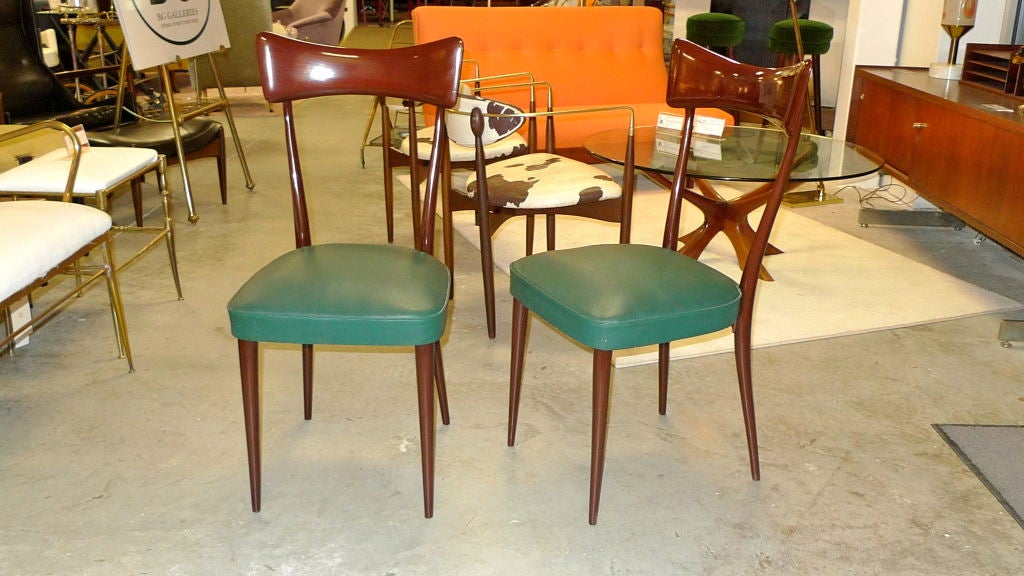 Set of Six Dining Chairs after Ico Parisi For Sale 8