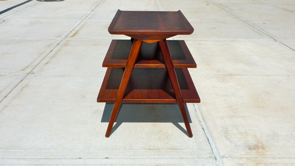 Mid-20th Century Three Tier Walnut Side Table by Merton Gershun