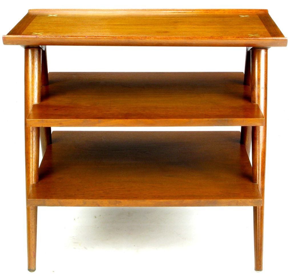 Three Tier Walnut Side Table by Merton Gershun 2