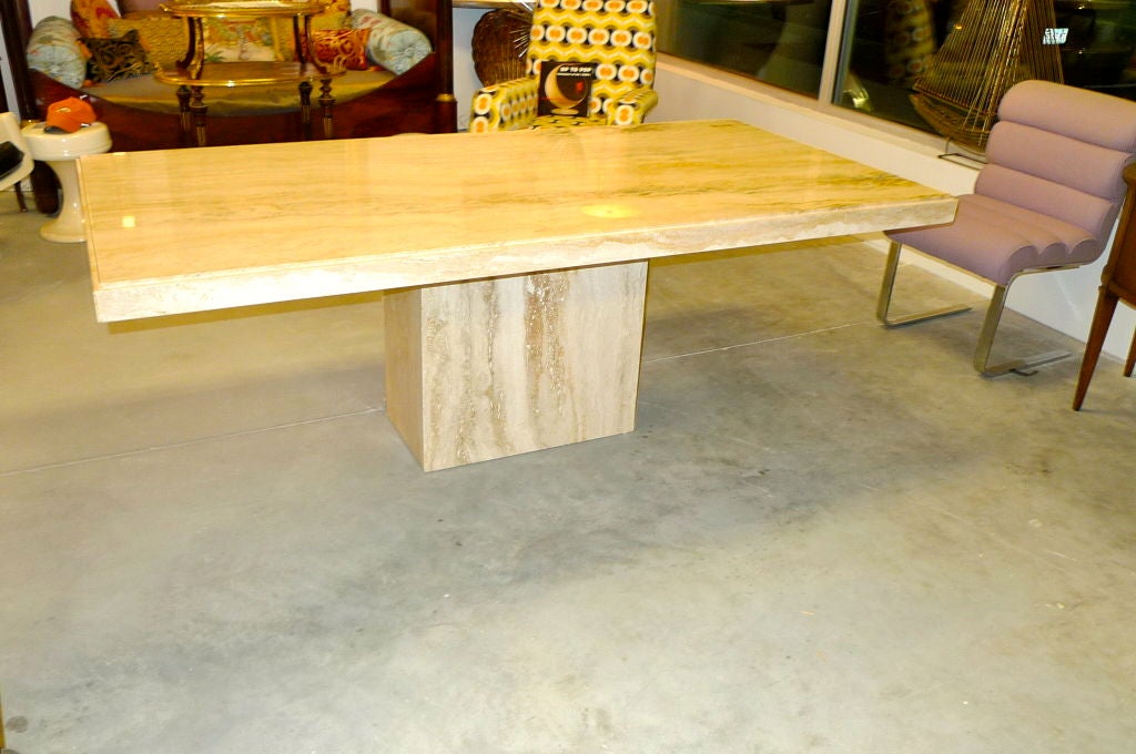 Canadian Travertine Marble Pedestal Dining Table