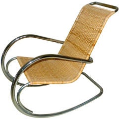 Italian Tubular Chrome & Wicker Rocking Chair 3