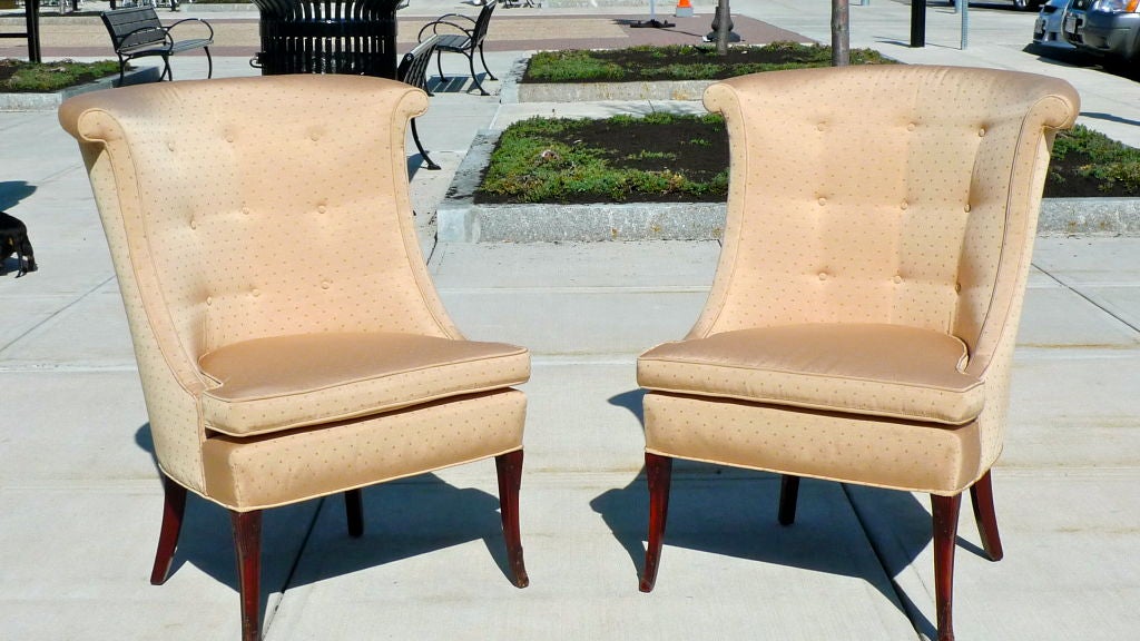 American Pair Curved Back Slipper Chairs