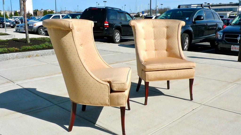 Mid-20th Century Pair Curved Back Slipper Chairs