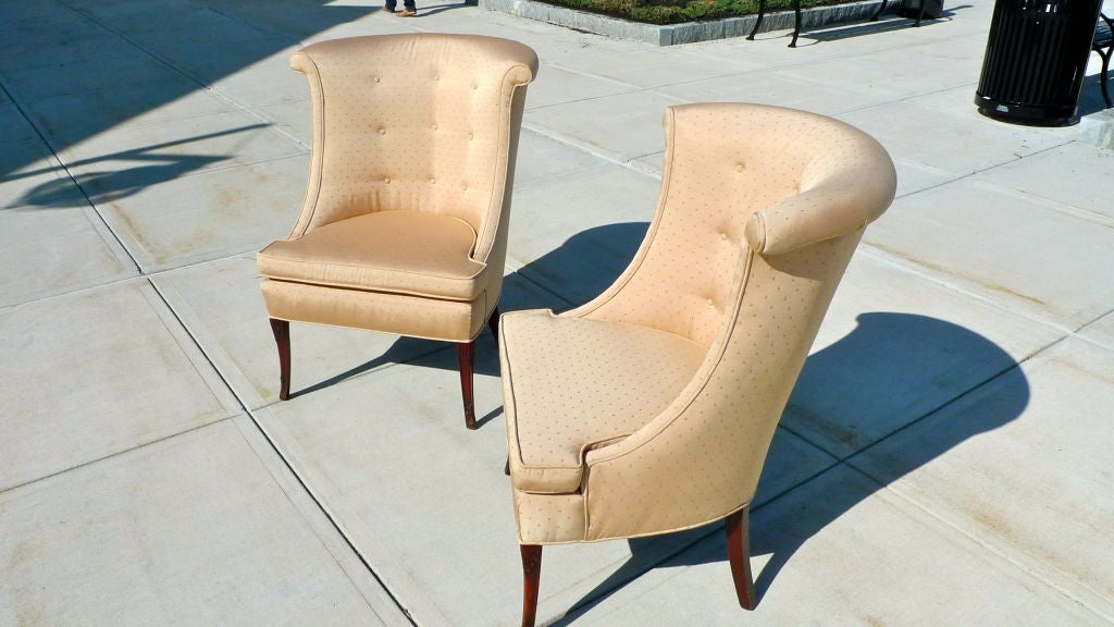 Pair Curved Back Slipper Chairs 1