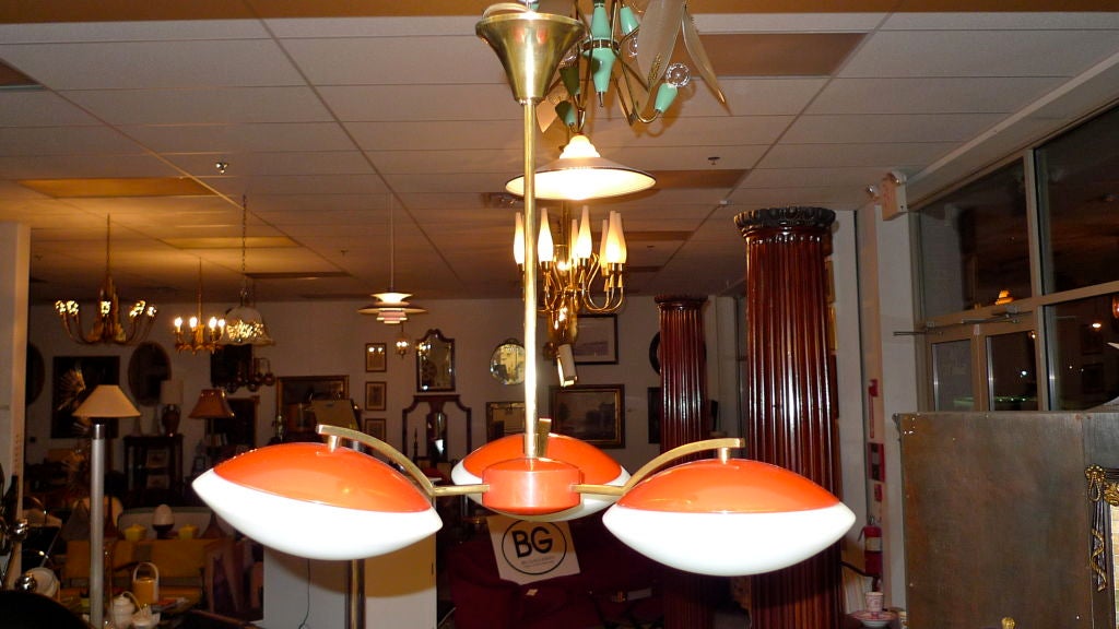 Dutch Philips Tri-Dome Chandelier For Sale