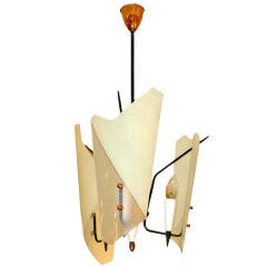 1950's Italian Bent Glass Shade Pendant Lantern 3