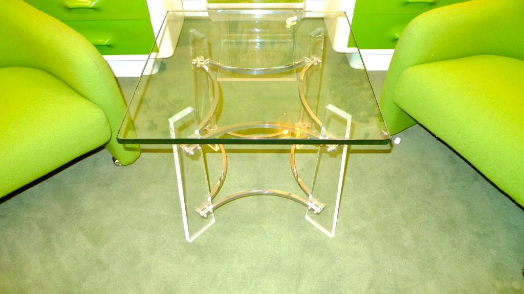 Lucite & Nickel Square Occasional Table by Charles Hillis Jones