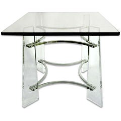 Lucite & Nickel Square Occasional Table by Charles Hillis Jones
