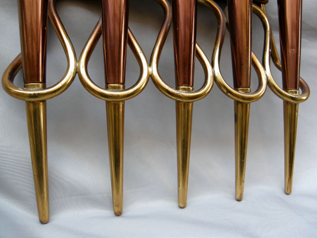 A Pair of Copper & Brass Sconces in the Style of Giò Ponti For Sale 6
