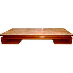 Paul Frankl Mahogany Opium Table with Pink Marble Top