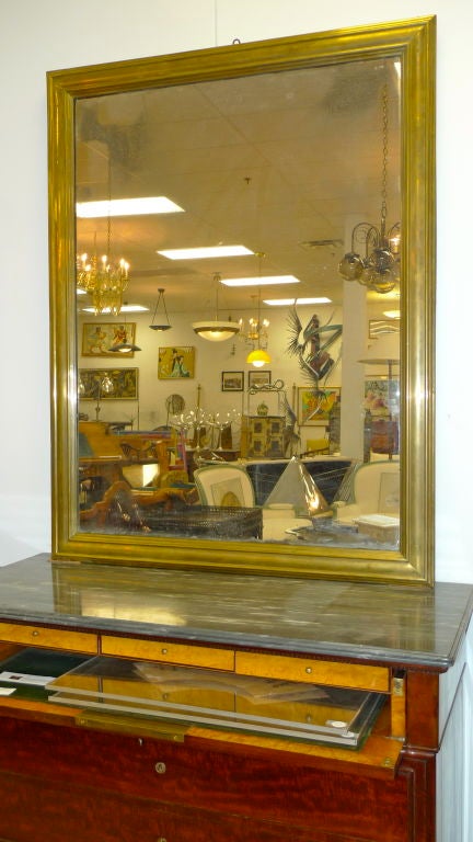 Antique French Brass Framed Mirror 2