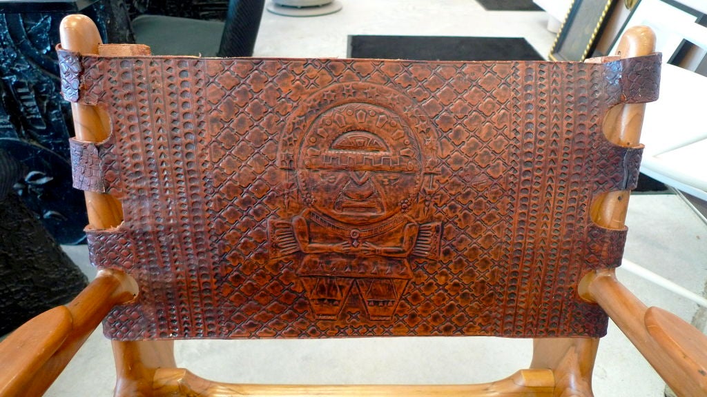 Ecuadorian Tooled Leather Lounge Chair For Sale 1