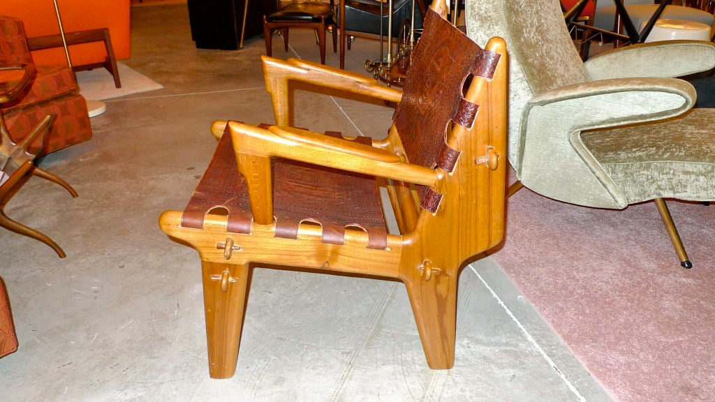 Ecuadorean Ecuadorian Tooled Leather Lounge Chair For Sale