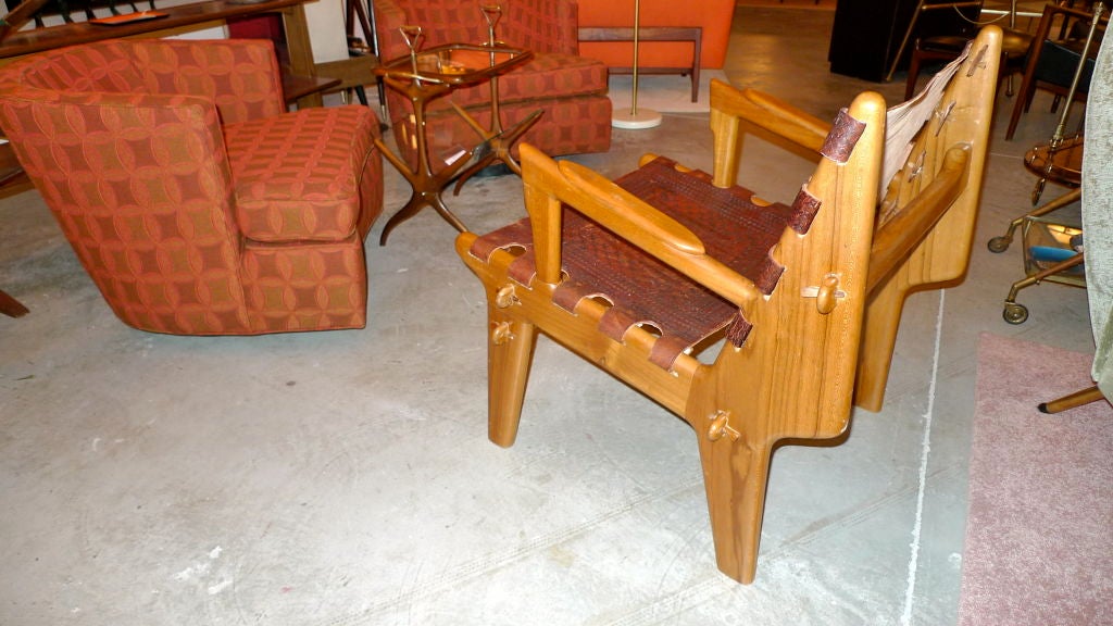 Mid-20th Century Ecuadorian Tooled Leather Lounge Chair For Sale