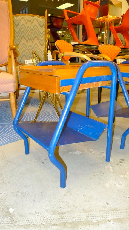 Pair of 1950's Jacques Hitier French Modernist Painted Steel Tables For Sale 2