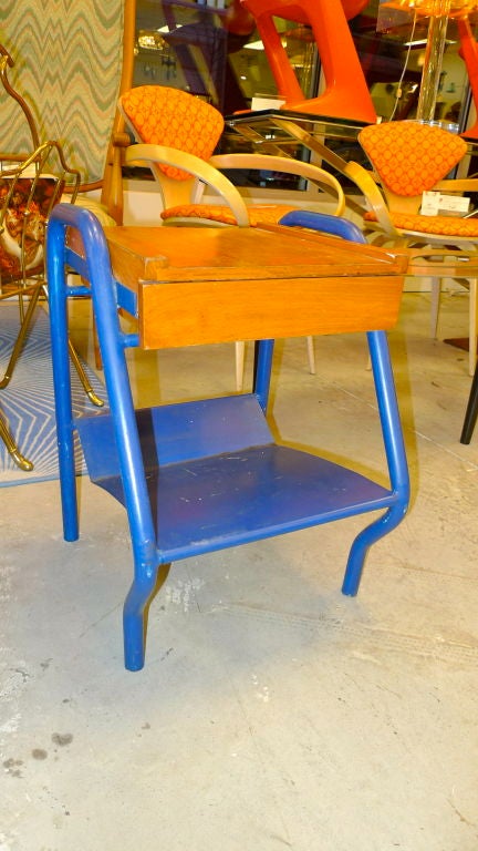 Pair of 1950's Jacques Hitier French Modernist Painted Steel Tables For Sale 3