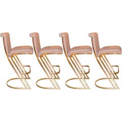 Set of 4 Brass High Stools by Design Institute America