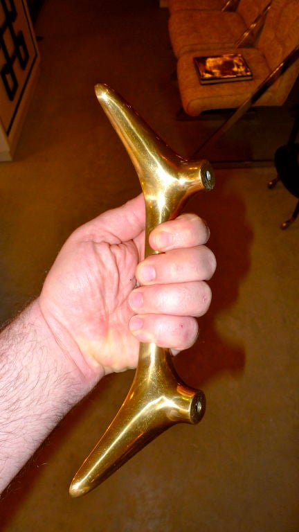 Mid-20th Century Pair of Modernist Hand Cast Brass & Terrazzo Door/Drawer Pulls