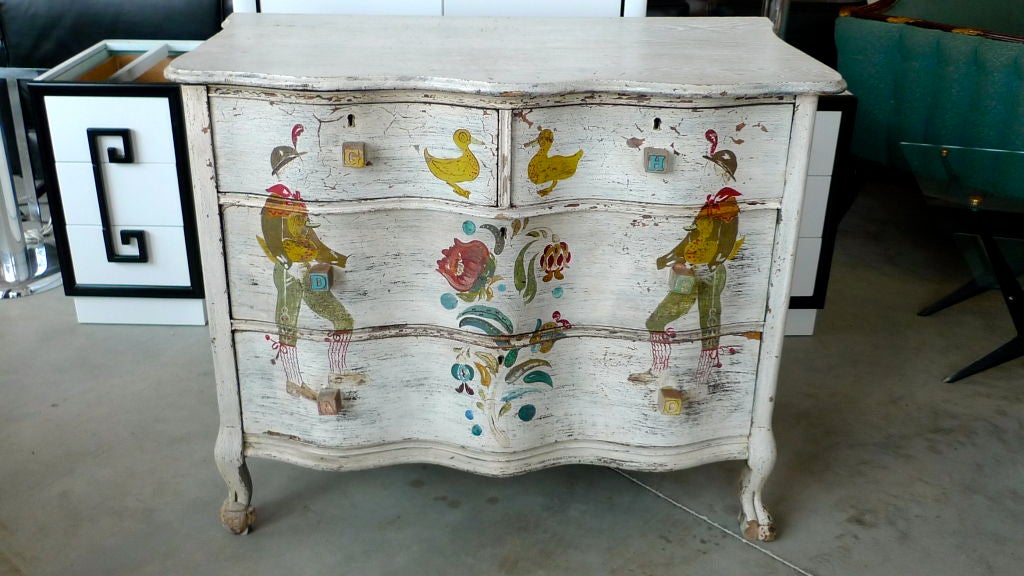 American Serpentine Front Painted Chest After Peter Hunt
